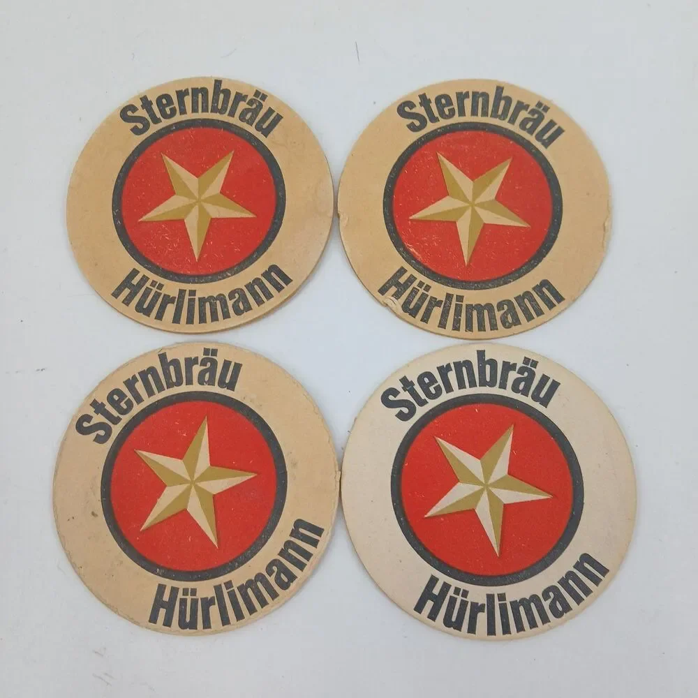 Set of 4 Vintage Swiss Brewery Cardboard Coasters Sternbräu Hürlimann